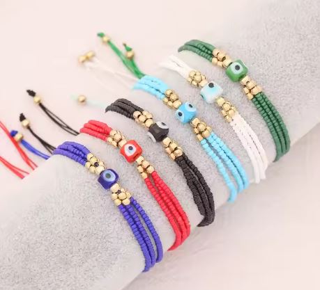 Bohemian Style Woven Adjustable Evil Eye Bracelet