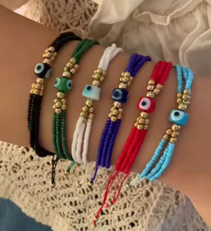Bohemian Style Woven Adjustable Evil Eye Bracelet