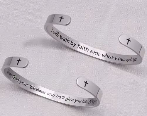 Christian Jewellery Stainless Steel Faith Bible Verse Bracelet