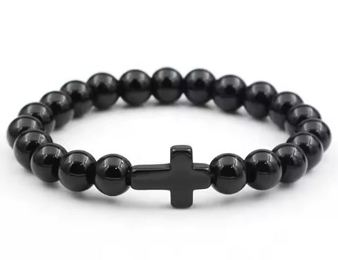 Natural Stone Cross - Elastic Bracelet