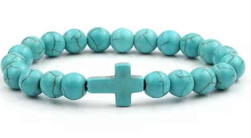 Natural Stone Cross - Elastic Bracelet